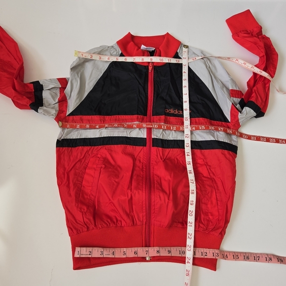 Adidas Windbreaker Jacket Men's S Full Zip Colorblock Zip Pockets VTG 1970S RED - Picture 15 of 16